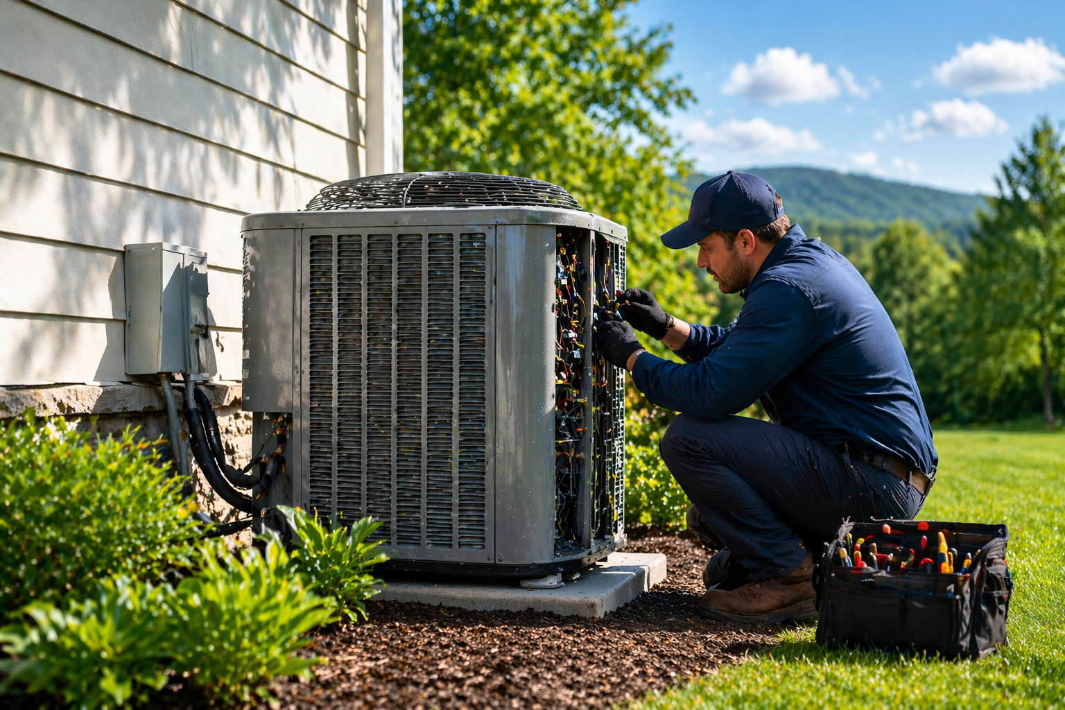 Residential heating and cooling equipment at a home